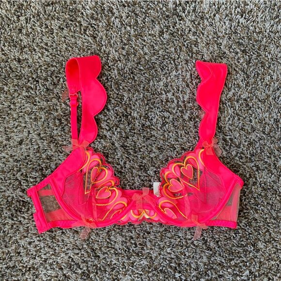 FOR LOVE & LEMONS Graphic Hearts Sheer Bra Size small NWT - Picture 2 of 8